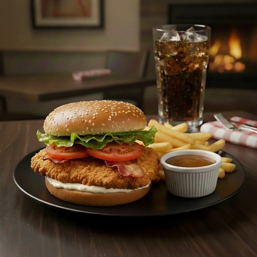 Delicious fried chicken sandwich meal, ideally displayed for online ordering entree selections, curated by a skilled Restaurant Website Design Company